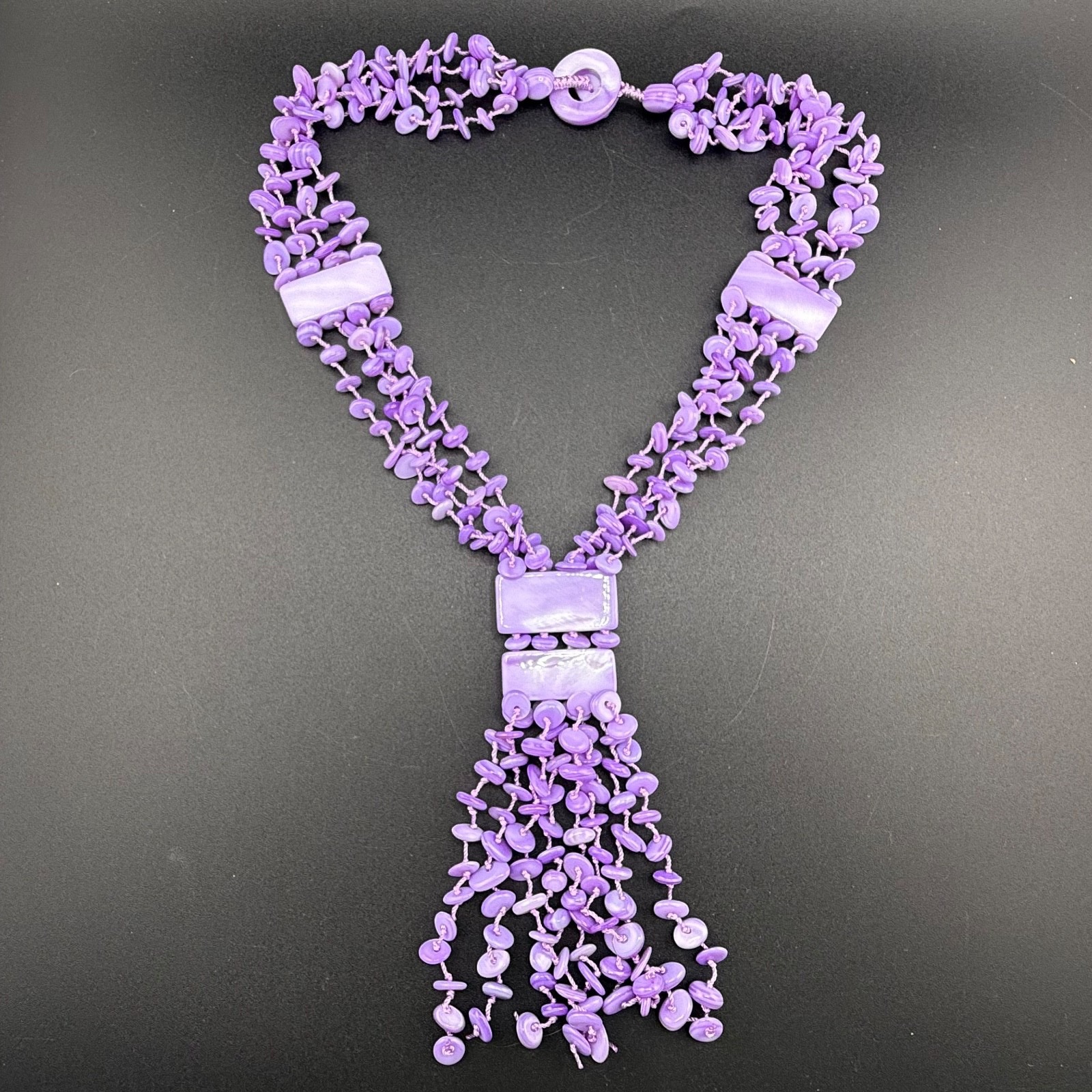 Vintage Jay King Necklace Dyed Purple Shell Strand Layered Stone Dtr 19 60$
